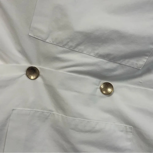 Magaschoni White Long Sleeve Blouse, size large. Gold buttons oversized top - Picture 14 of 15